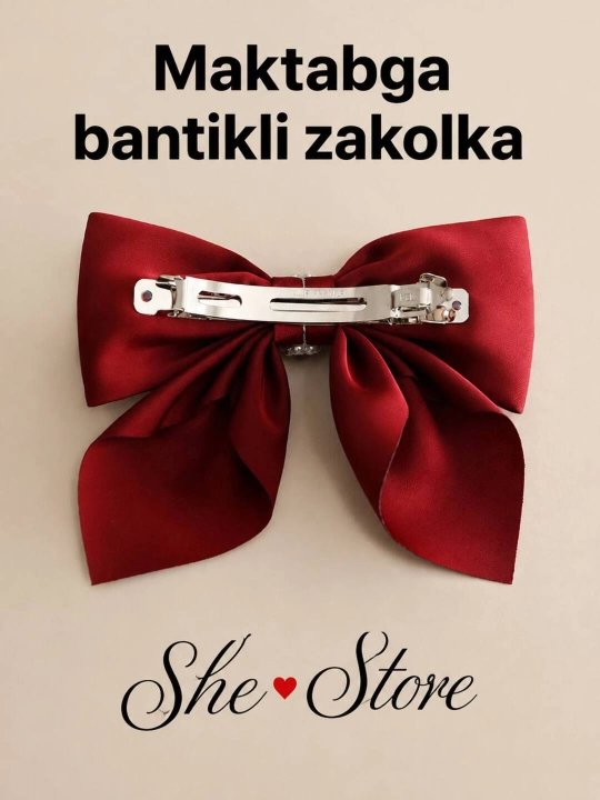 Maktab uchun bantikli zakolka, atlas, soch qisqichi, qizlar uchun