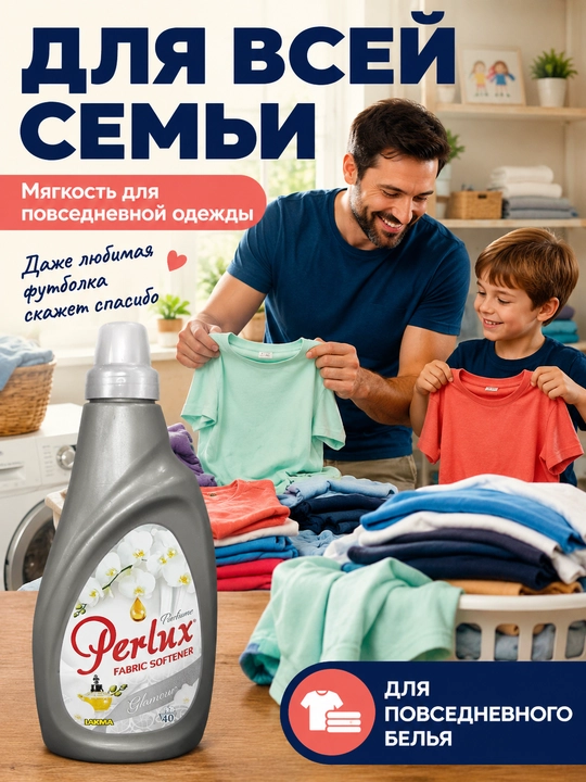 Кондиционер для белья Perlux Glamour парфюмированный, ополаскиватель 1 л