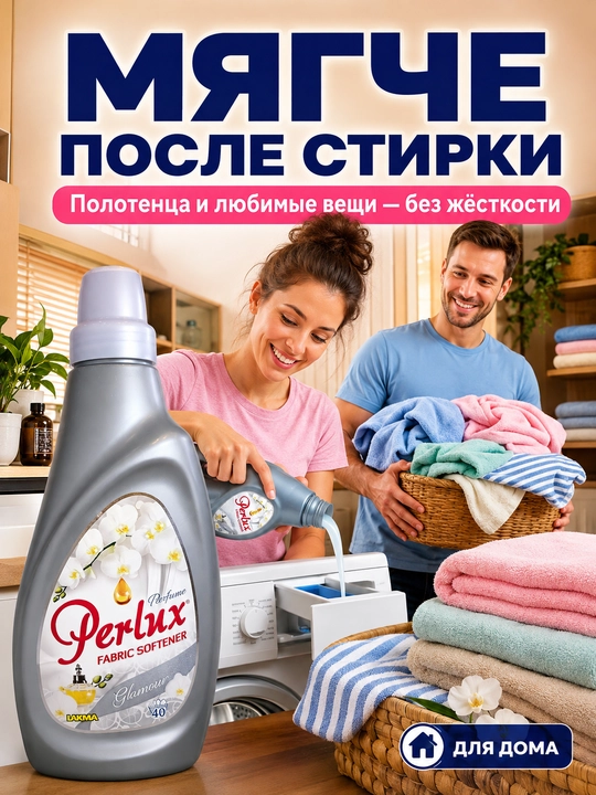 Кондиционер для белья Perlux Glamour парфюмированный, ополаскиватель 1 л