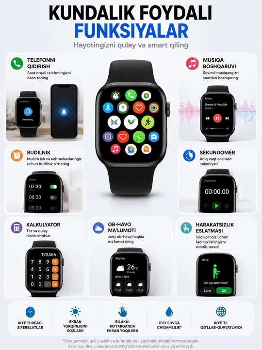 Smart soat S12 MAX, soatlar erkaklar uchun smart, smart soatlar qizlar uchun