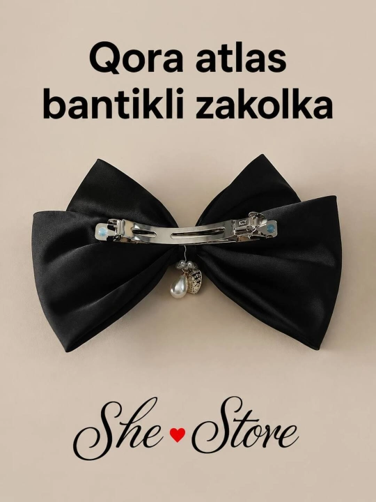 Maktab uchun bantikli zakolka, atlas, soch qisqichi, qizlar uchun