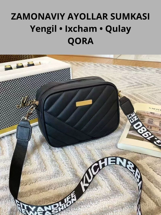 Ayollar uchun keng tasmali yelkama sumka - 