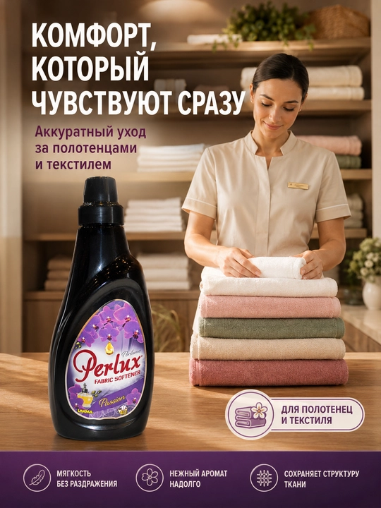 Кондиционер для белья Perlux Passion парфюмированный, ополаскиватель 1 л