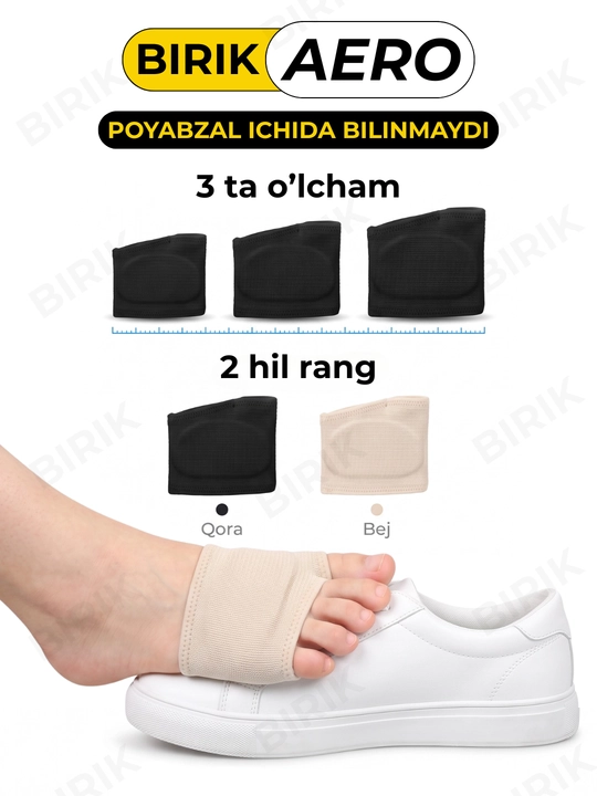 BIRIK AERO panja oldi yostiqchasi, barmoq halqali, mato va silikon, 3 o'lcham