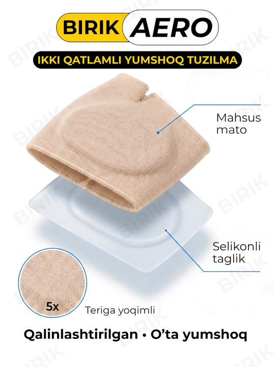 BIRIK AERO panja oldi yostiqchasi, barmoq halqali, mato va silikon, 3 o'lcham