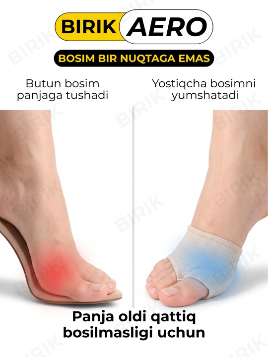 BIRIK AERO panja oldi yostiqchasi, barmoq halqali, mato va silikon, 3 o'lcham