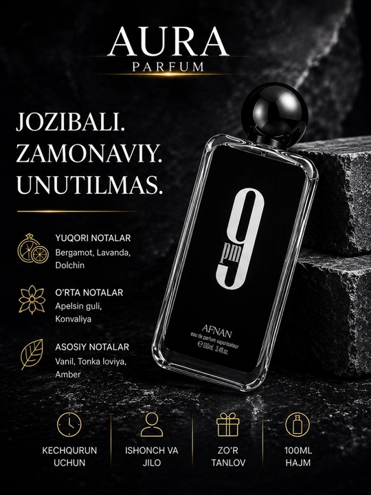 Afnan 9PM, Erkaklar uchun atir, Eau de Parfum, 100 ml