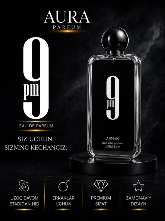 Afnan 9PM, Erkaklar uchun atir, Eau de Parfum, 100 ml