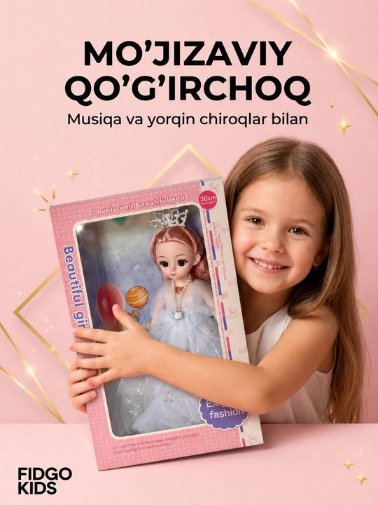 Музыкальная кукла для девочек в красивом платье, в подарочной коробке, 30 см - 
