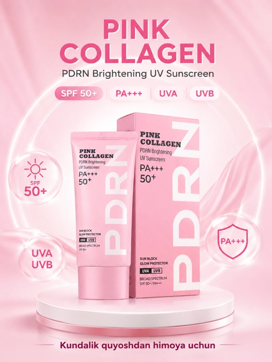PINK COLLAGEN PDRN Oqartiruvchi quyoshdan himoyalovchi krem SPF 50+ PA+++