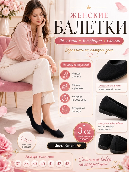 Ayollar baletkalari, ofis va kundalik kiyim uchun, klassik ayollar poyabzali - 