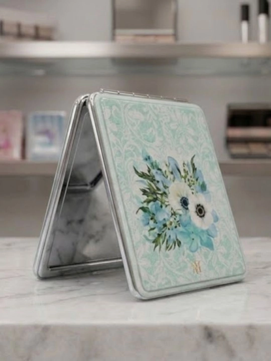 Makiyaj uchun qo‘lda ishlatiladigan, cho‘ntak o‘lchamli, yig‘ma stol usti oynasi, kosmetik 11×7 sm