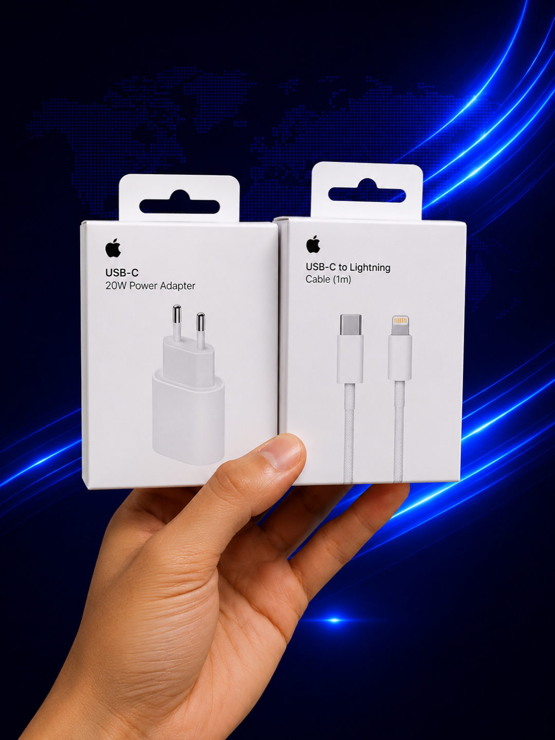 Зарядное устройство для iPhone, быстрая зарядка 20 Вт, с кабелем Type-C — Lightning