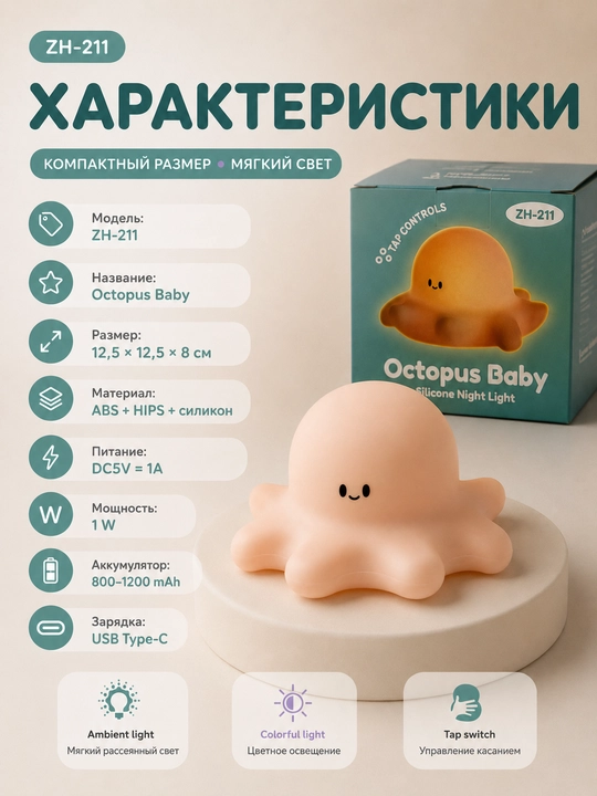 Yotoqxona va bolalar xonasi uchun yumshoq dekorativ tungi chiroq