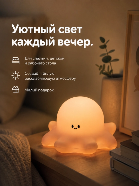 Yotoqxona va bolalar xonasi uchun yumshoq dekorativ tungi chiroq