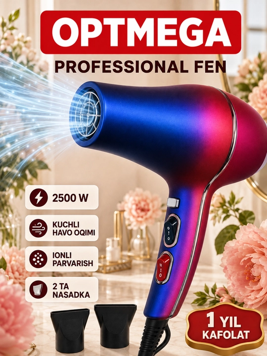 Fen soch uchun, professional stayler quritish va yotqizish uchun, nasadkali, 5 tasi 1 da - 
