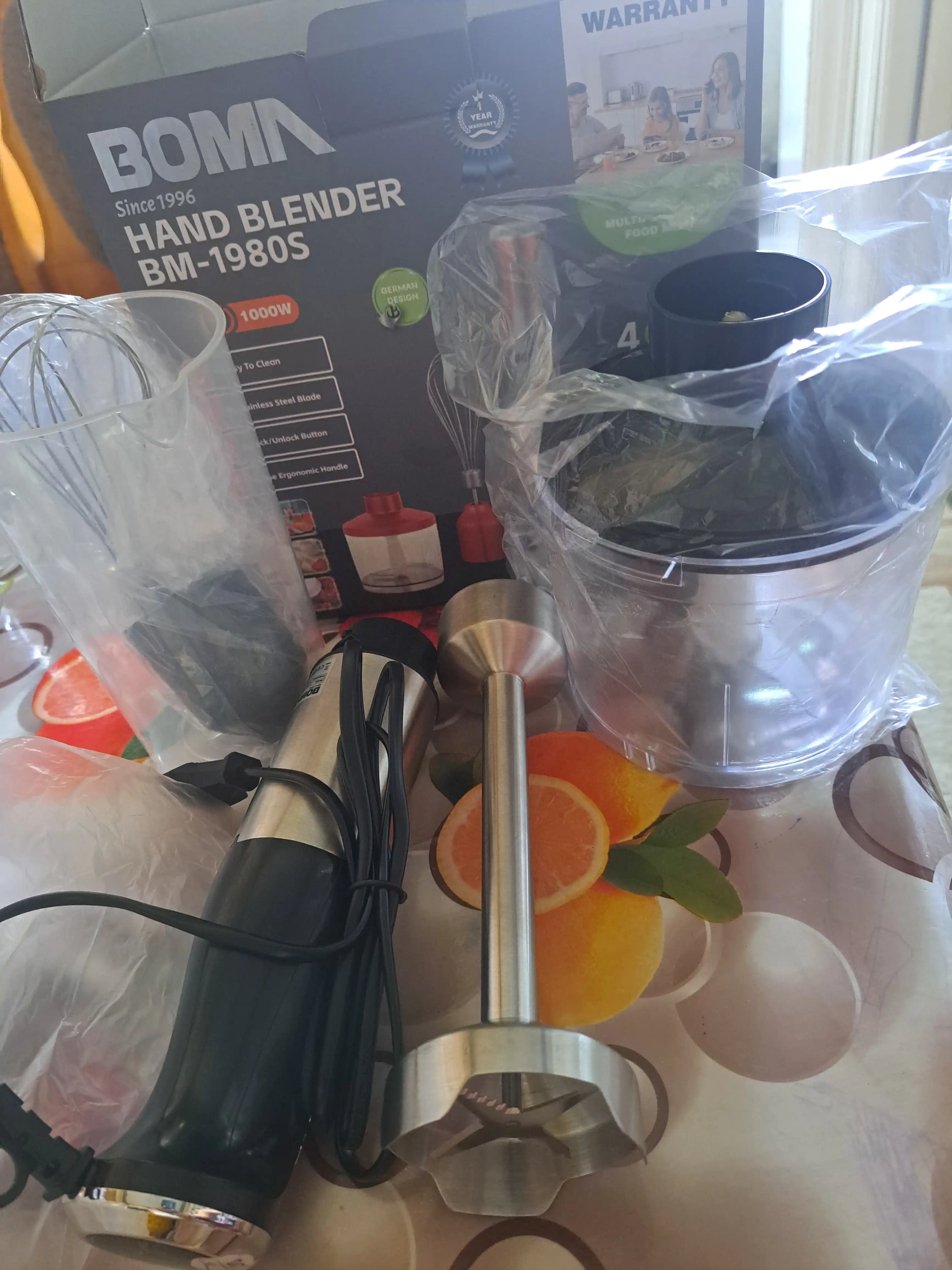 Qo'l blenderi 4 in 1, quvvati 300-1000W BOMA, ko‘p funksiyali blender, metall pogrujnoy
