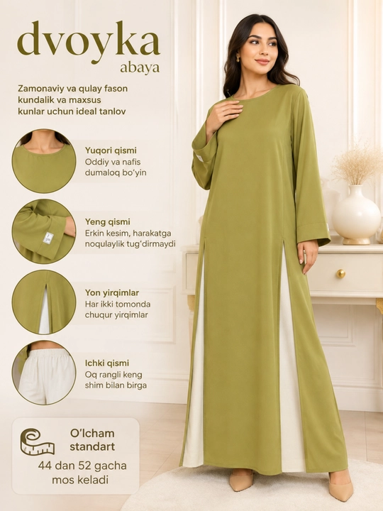 Двойка Abaya — современный комплект из абаи и брюк - 