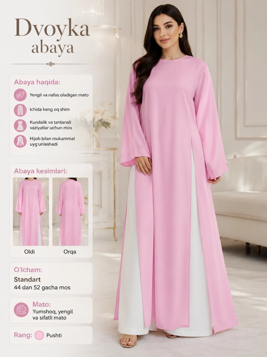 Двойка Abaya — современный комплект из абаи и брюк - 
