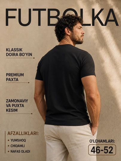Erkaklar va ayollar uchun asosiy futbolka, 100% paxta