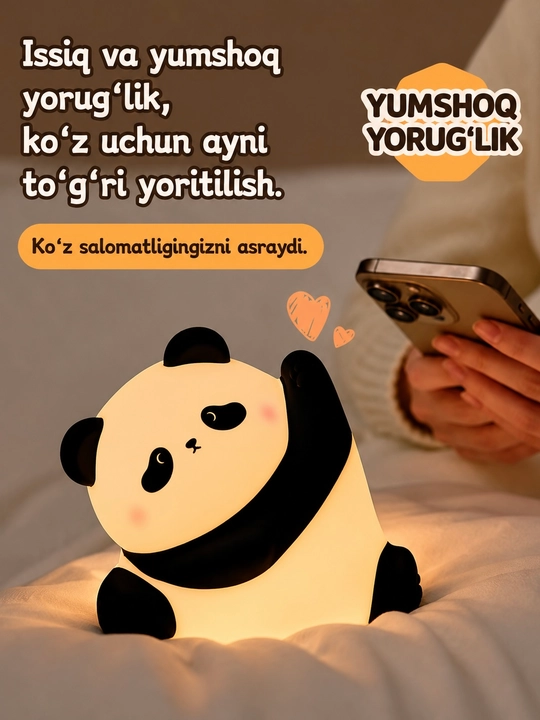 Yoqimli Panda svetilnik — bolalar uchun tungi lampa - 
