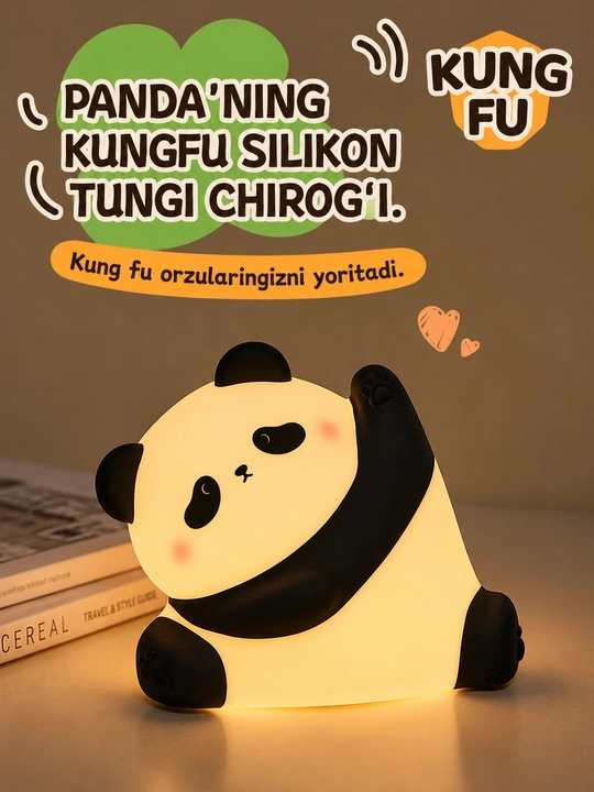 Yoqimli Panda svetilnik — bolalar uchun tungi lampa