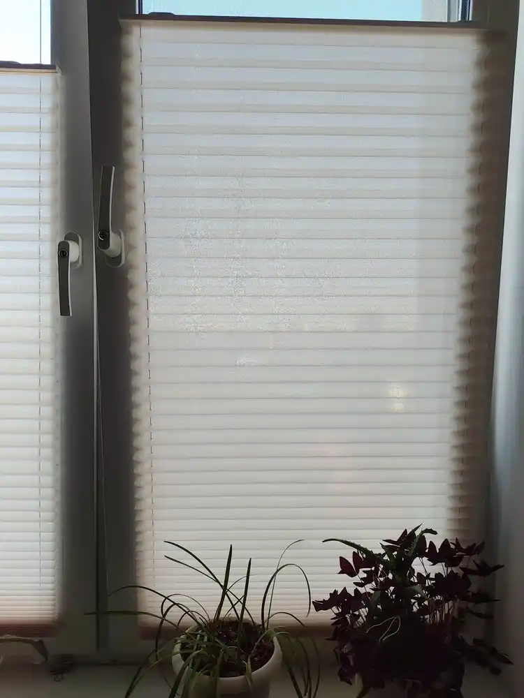 Pliseli pardalar, matoli, yopishqoq lenta bilan, deraza va balkonlar uchun, blackout