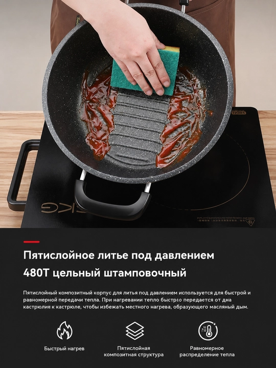 Granit qoplamali kuyishga qarshi kastryulka