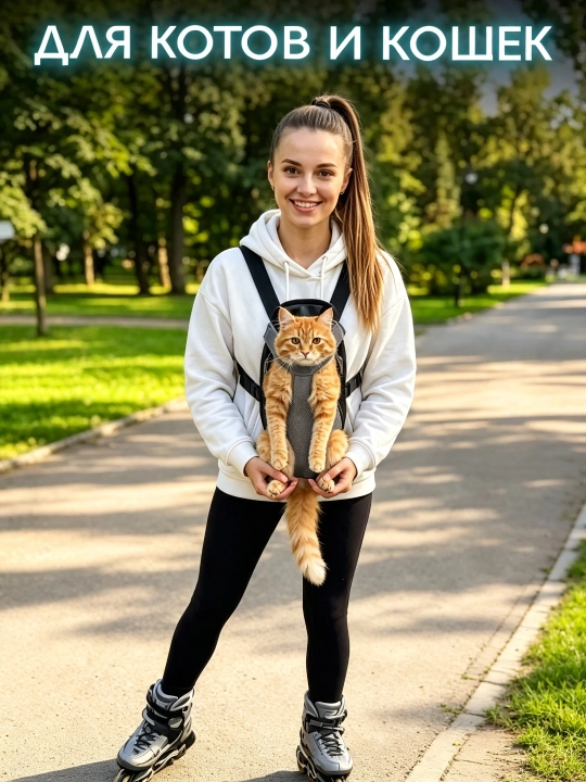 Рюкзак-переноска для кошек и собак до 5 кг, дышащая ткань, регулируемые лямки