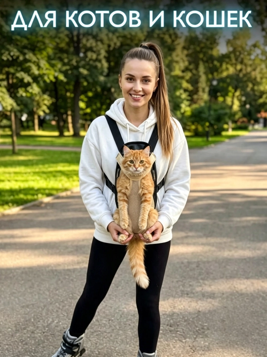 Рюкзак-переноска для кошек и собак до 5 кг, дышащая ткань, регулируемые лямки