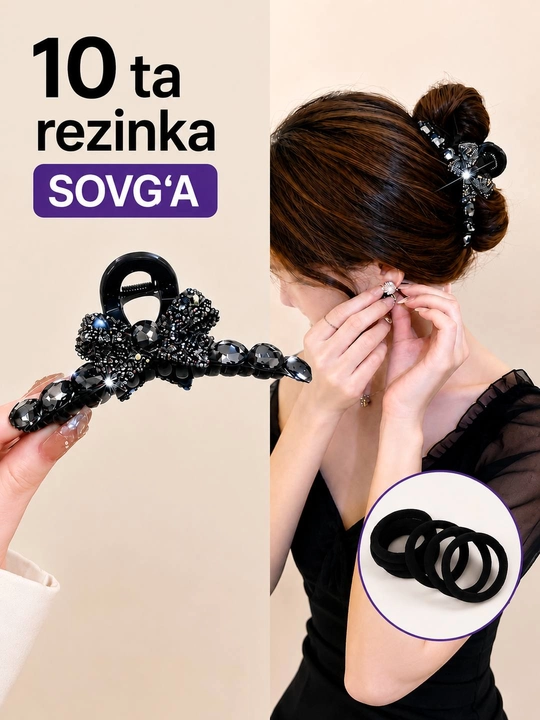 Ayollar va qizlar uchun zakolka, soch qisqichi - 