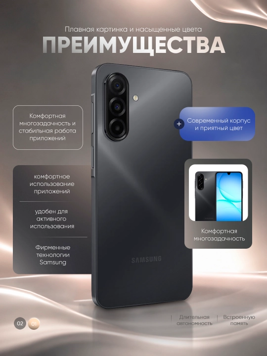 Смартфон Samsung Galaxy A17, 6.7" Super AMOLED 90Гц экран, камера 50Мп, 5000 мАч