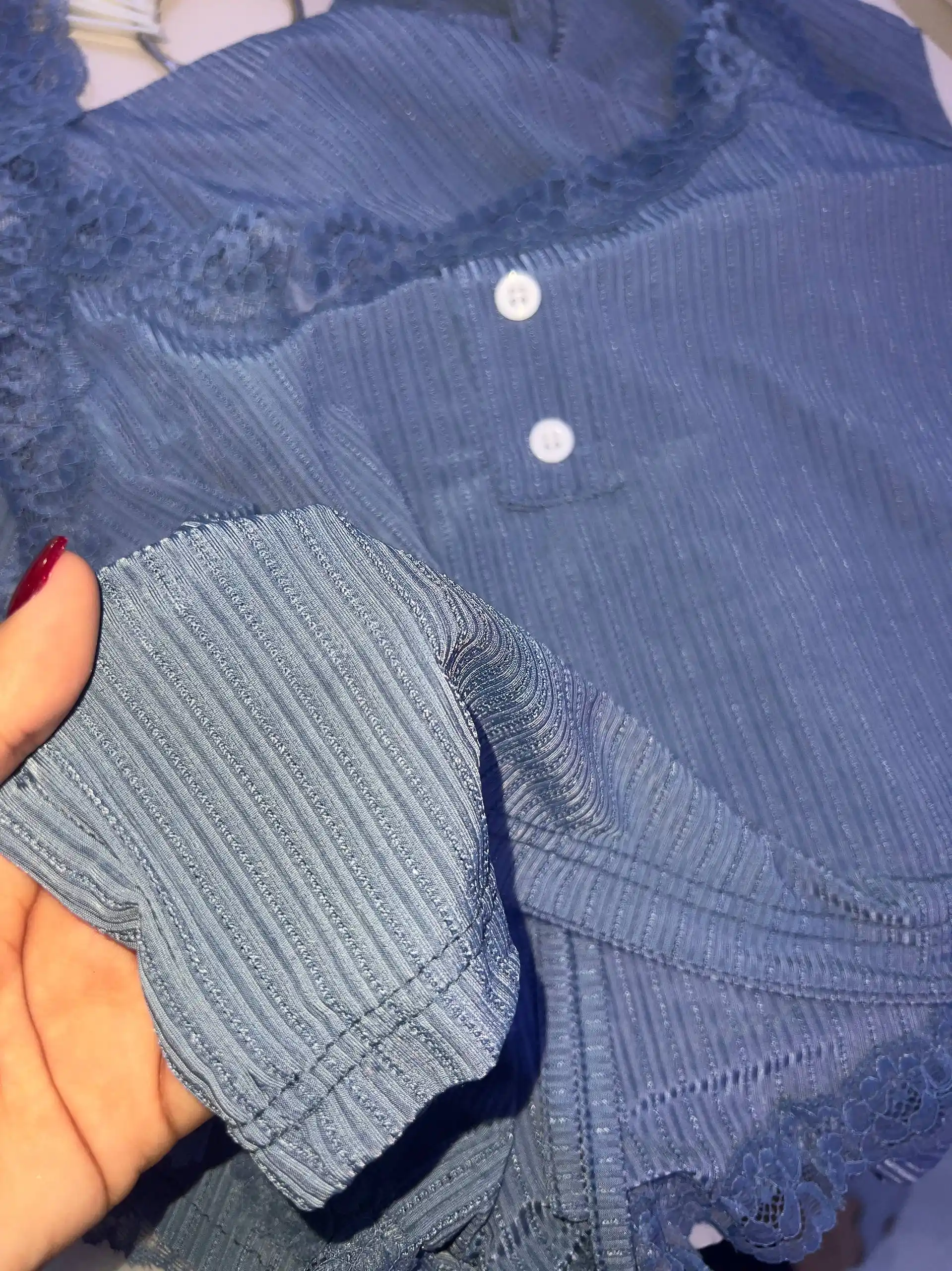 Ayollar uchun pijama to‘plami — shortik va shim bilan, 3 tasi 1 da