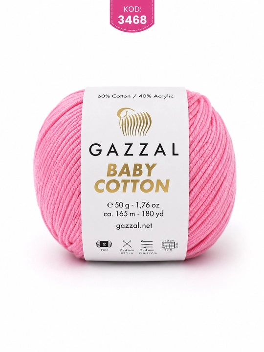Gazzal Baby Cotton - мягкая детская трикотажная нить, 100% хлопок, 50 г