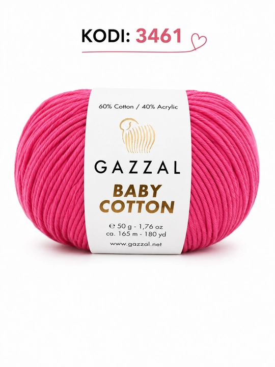Gazzal Baby Cotton - мягкая детская трикотажная нить, 100% хлопок, 50 г