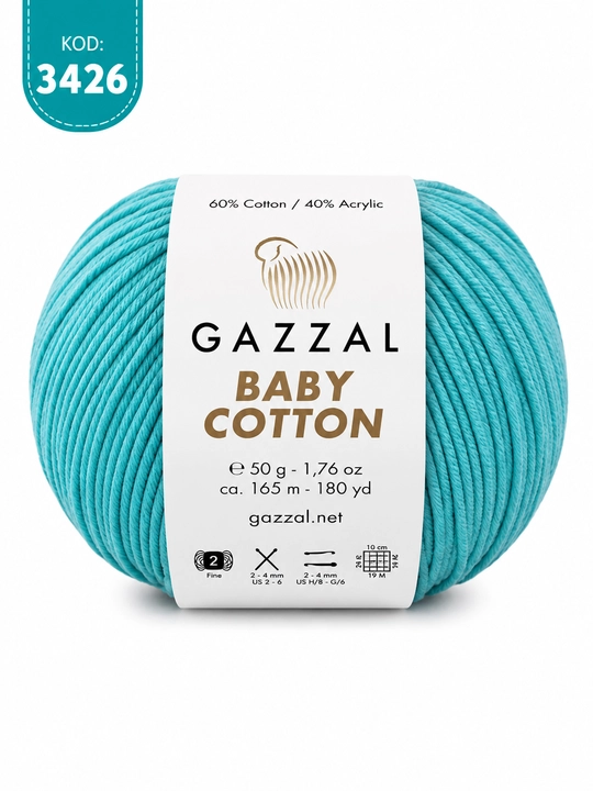 Gazzal Baby Cotton - мягкая детская трикотажная нить, 100% хлопок, 50 г