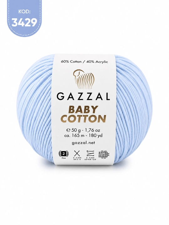 Gazzal Baby Cotton - мягкая детская трикотажная нить, 100% хлопок, 50 г