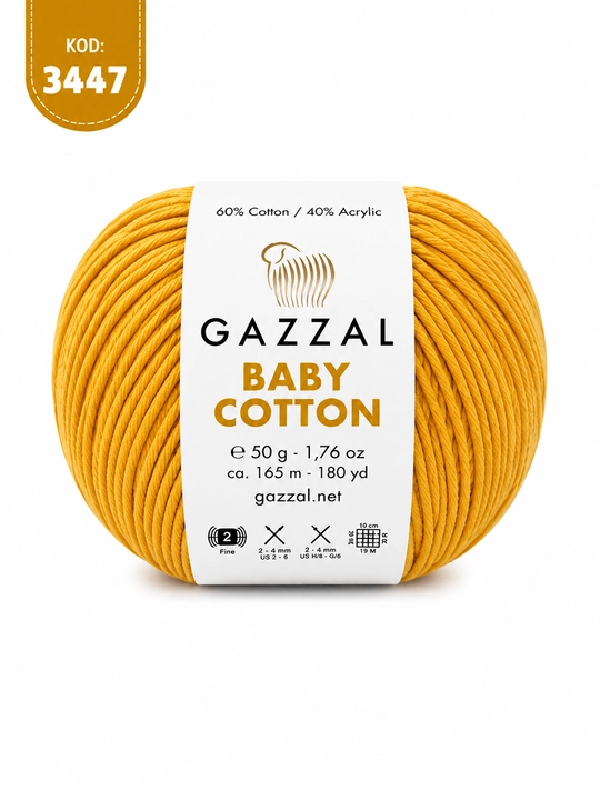 Gazzal Baby Cotton - мягкая детская трикотажная нить, 100% хлопок, 50 г