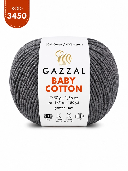 Gazzal Baby Cotton - мягкая детская трикотажная нить, 100% хлопок, 50 г