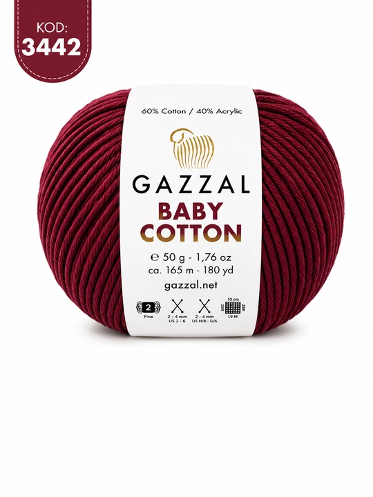 Gazzal Baby Cotton - мягкая детская трикотажная нить, 100% хлопок, 50 г