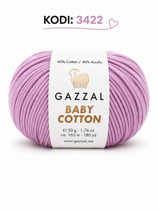Gazzal Baby Cotton - мягкая детская трикотажная нить, 100% хлопок, 50 г