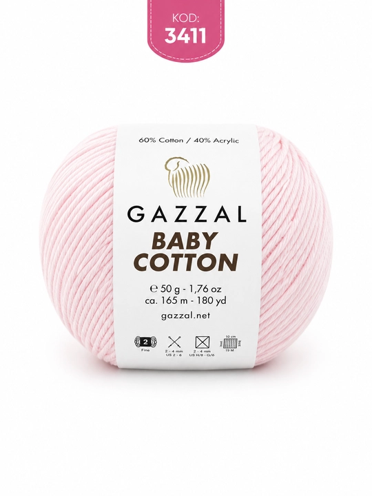 Gazzal Baby Cotton - мягкая детская трикотажная нить, 100% хлопок, 50 г