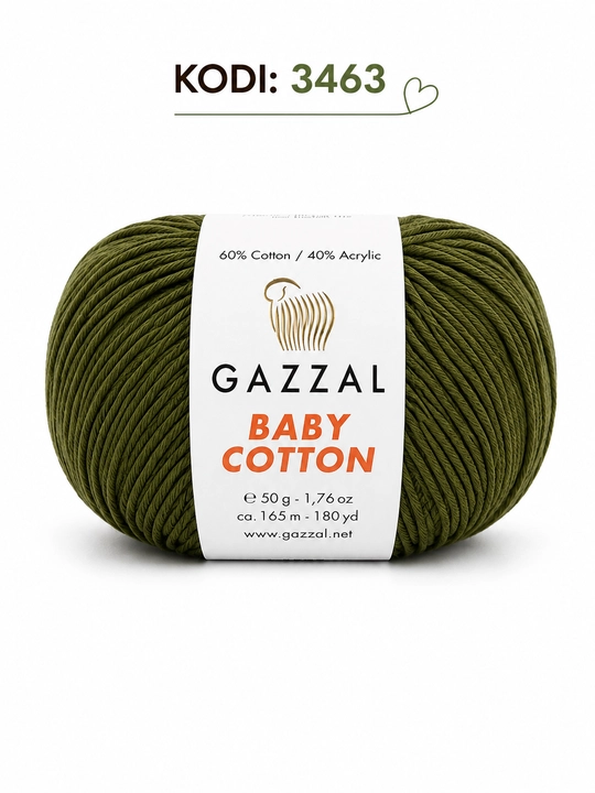 Gazzal Baby Cotton - мягкая детская трикотажная нить, 100% хлопок, 50 г