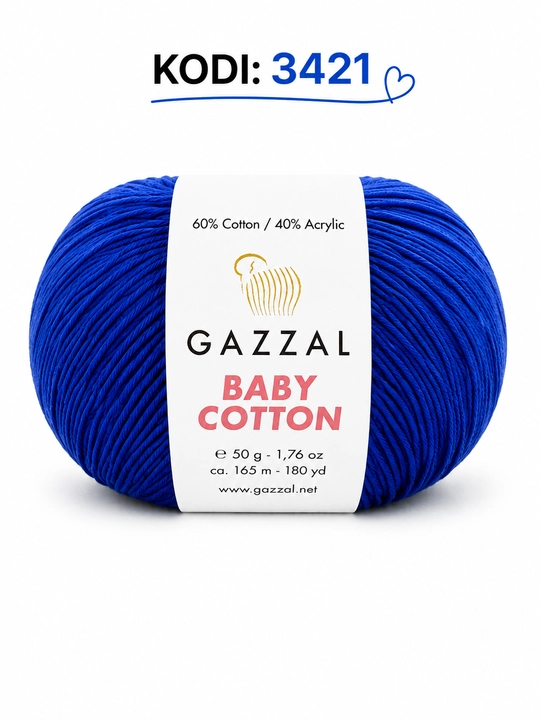 Gazzal Baby Cotton - мягкая детская трикотажная нить, 100% хлопок, 50 г