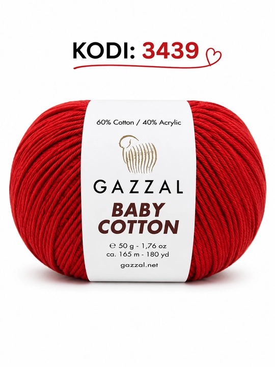 Gazzal Baby Cotton - мягкая детская трикотажная нить, 100% хлопок, 50 г