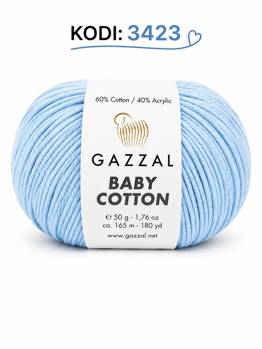 Gazzal Baby Cotton - мягкая детская трикотажная нить, 100% хлопок, 50 г