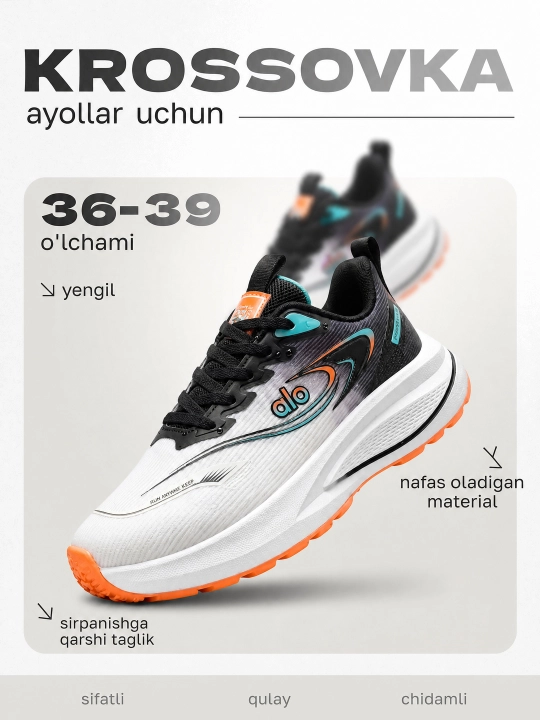 Ayollar sport krossovkasi, yengil va qulay poyabzal - 