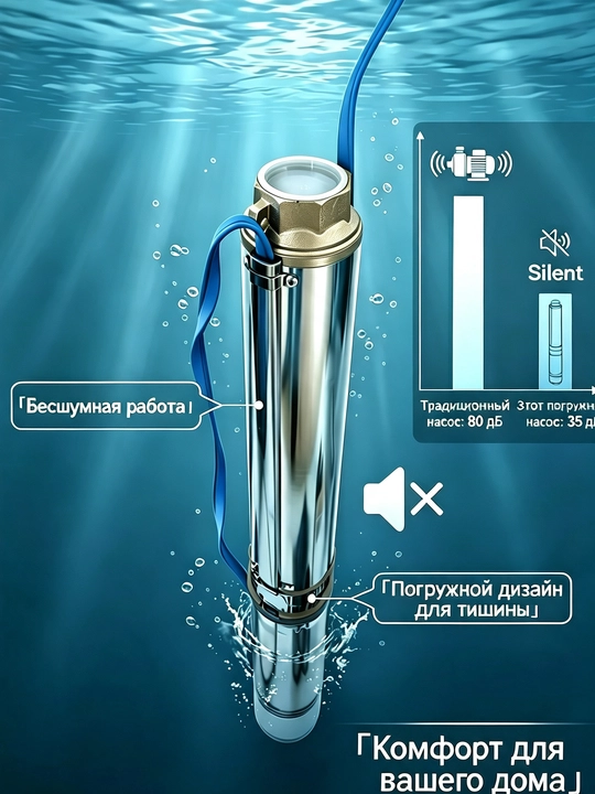Погружной насос для скважин 4SDM 220В нержавейка 6 моделей для полива и водоснабжения