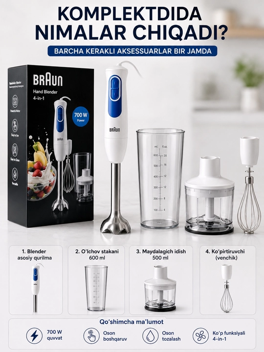 Braun MQ30202MWH botma blenderi - 