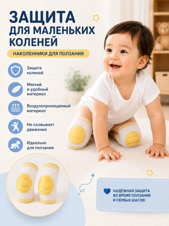 Наколенники детские для ползания, защитные наколенники для детей - 